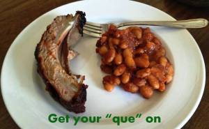 Get your que on caption