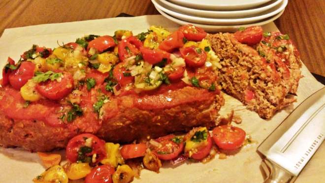 Old School Meatloaf with Easy Roasted Tomato Salsa