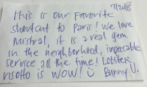 Hand written parton note