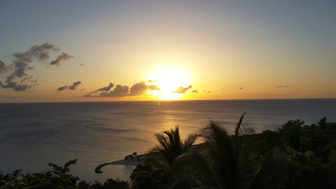 Sunset over the island